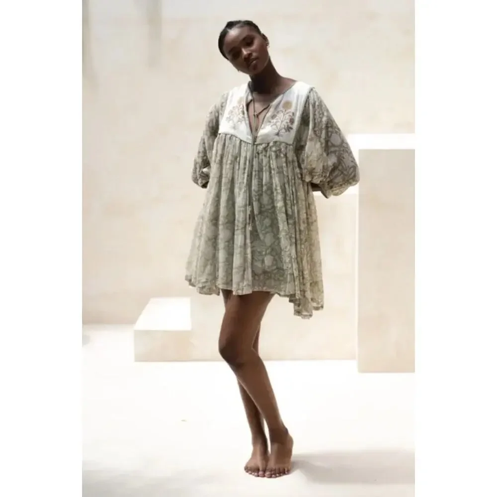 diya mini dress Daughters of India L Diya Mini Dress ~ Pistachio